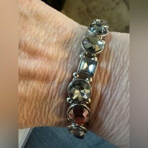 Silver-Tone Clear Crystal Stretch Bracelet
